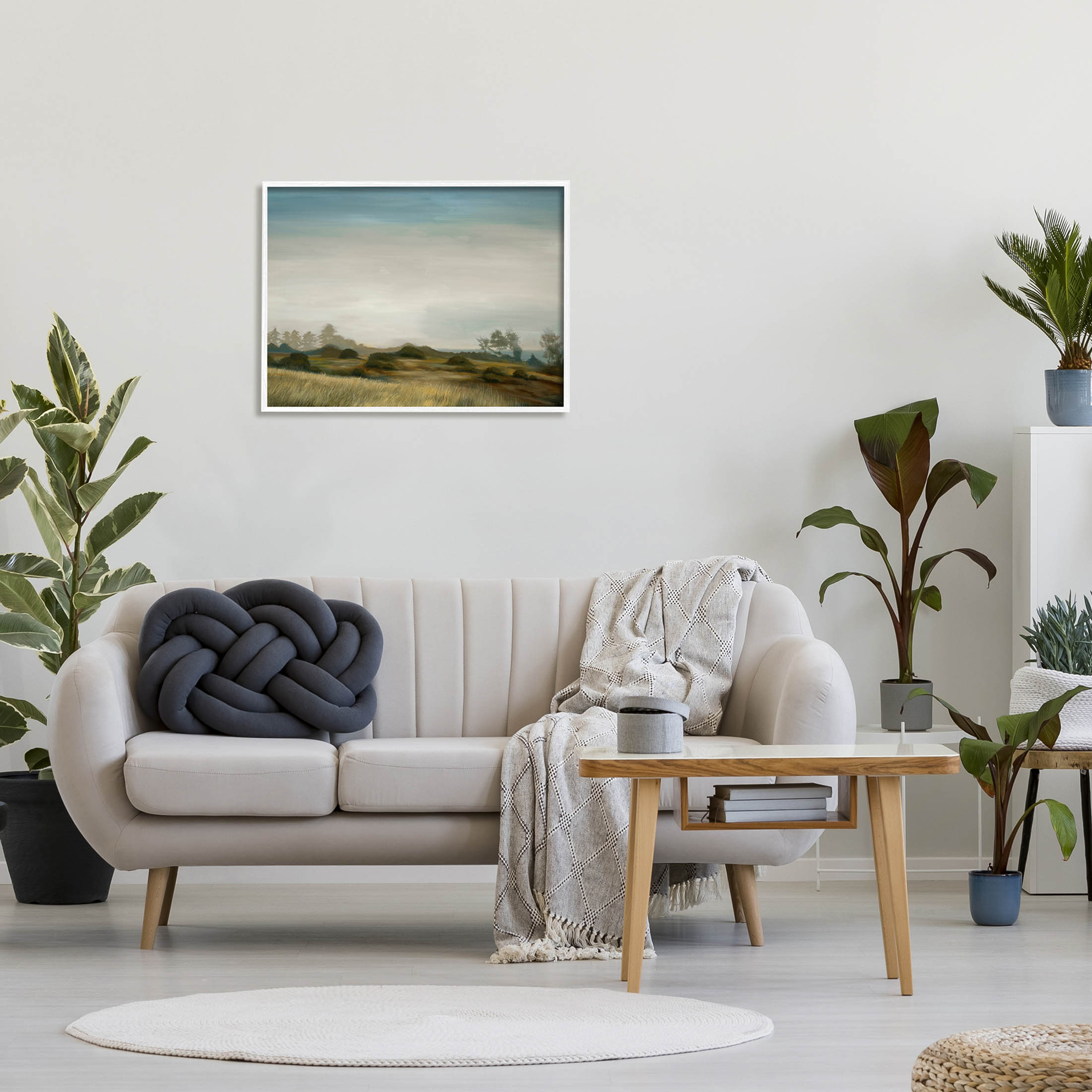 Stupell Industries Rural Hay Bales Landscape Painting White Framed Art Print Wall Art, Design by Liz Jardine