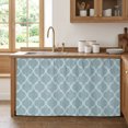 thumbnail image 2 of Blue Moroccan Cabinet Curtains 32"W x 55"L,Dustproof Sink Skirt Curtain for Kitchen Bathroom,Retro Country Geometric Quatrefoil Plaid Adhesive Desk Skirt Door Cover Curtains for Pantry Office Closet, 2 of 8
