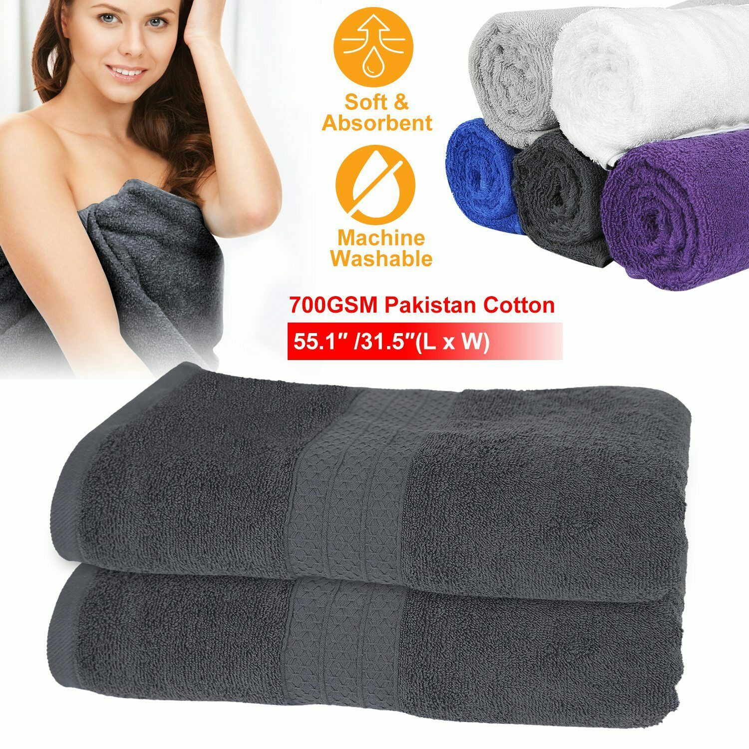 2pcs Quick Dry Bathroom Bath Hair Towel Wrap Hat Head Drying Towels Solid Gray Walmartcom Walmartcom