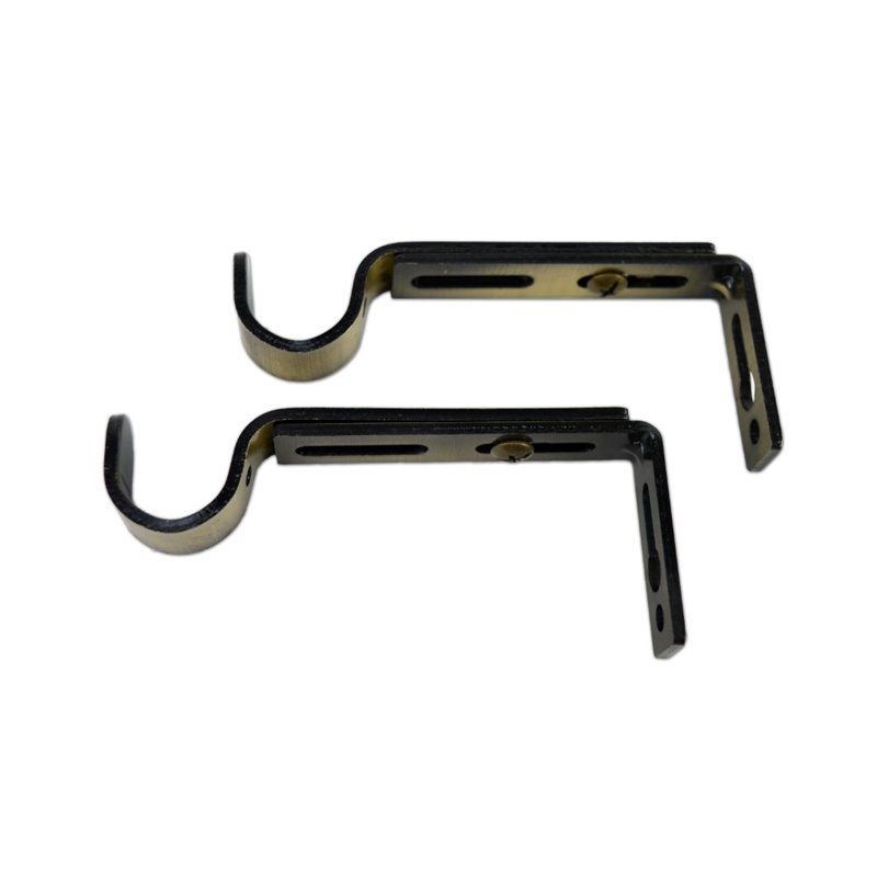 Versailles Home Fashions USB01-82 Single Wall Brackets for 16, 19mm Rod, Antique Brass, Pair