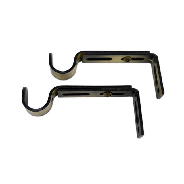 Versailles Home Fashions USB01-82 Single Wall Brackets for 16, 19mm Rod, Antique Brass, Pair