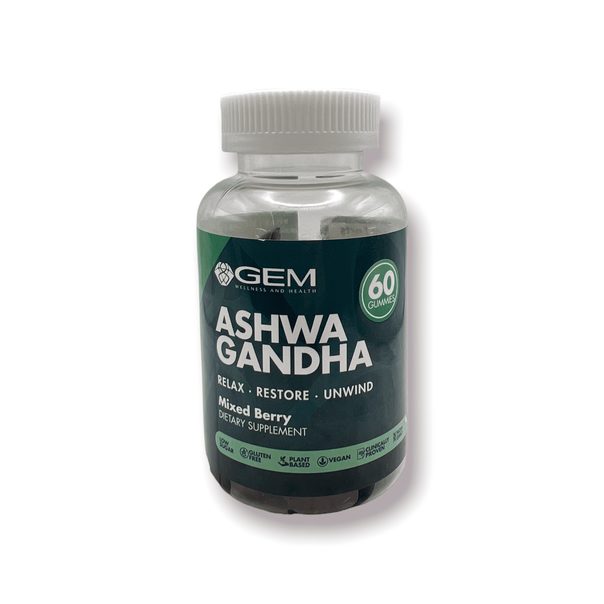 Gem Wellness and Health Ashwagandha  Mixed Berry Gummies 60 Count