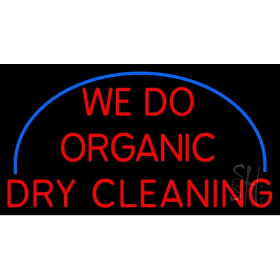 We Do Organic Dry Cleaning LED Neon Sign 13" Tall x 24" Wide - inches, Black Square Cut Acrylic Backing, with Dimmer - Bright and Premium built indoor LED Neon Sign for Storefront.