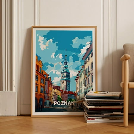 Poznan Cityscape Travel Poster, Poland Artwork, European Destinations Wall Art, Travel Gift Idea Wall Art, Modern Wall Decor, 24x36 UNFRAMED