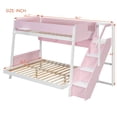 thumbnail image 2 of Harper & Bright Designs Twin over Full Bunk Bed with Striped-Design Staircase, Wooden Bunk Bed Frame with Side Shelf and Open Bookshelf for Apartment Dormitory Bedroom, Pink, 2 of 14