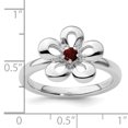 thumbnail image 2 of Sterling Silver Polished Garnet Flower Ring, 2 of 5