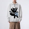 thumbnail image 2 of DHFJKG Mens Oversized Knitted Sweaters Cute Cat Graphic Turndown Collar Button Placket Long Sleeve Knitwear Pullover Fall Winter Cozy Jumper Tops, 2 of 4