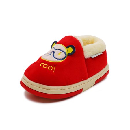 

Rotosw Boys Plush Slipper Slip On Home Shoes Fluffy Slippers Lightweight Fuzzy Flats Bedroom Casual House Shoe Red Style I 6.5C
