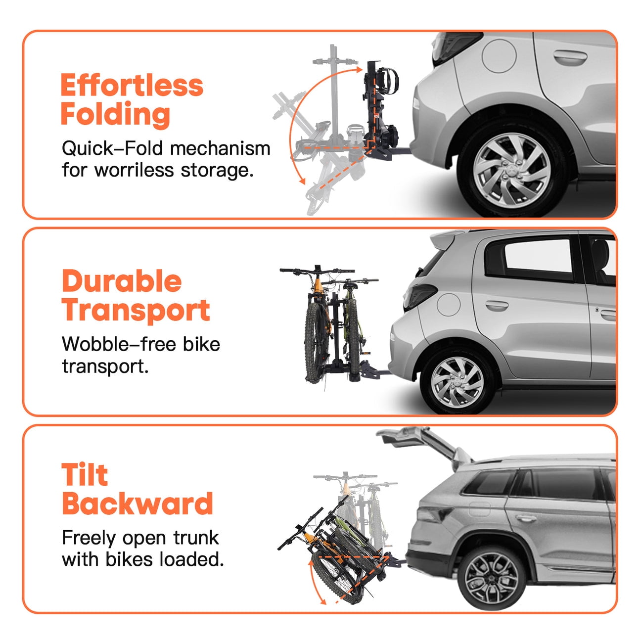 CRAVOT S2 Hitch Bike Rack, 300 LBS Capacity, 2" Receiver