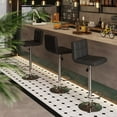 thumbnail image 2 of Vineego Modern Square PU Leather Swivel Adjustable Bar Stool, Set of 2, Bar Stool for Kitchen Counter (Black), 2 of 7