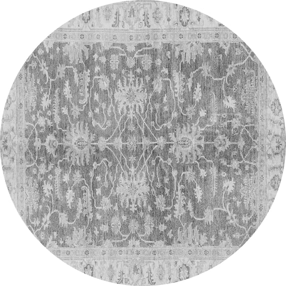 Ahgly Company Indoor Round Abstract Gray Modern Area Rugs, 7' Round