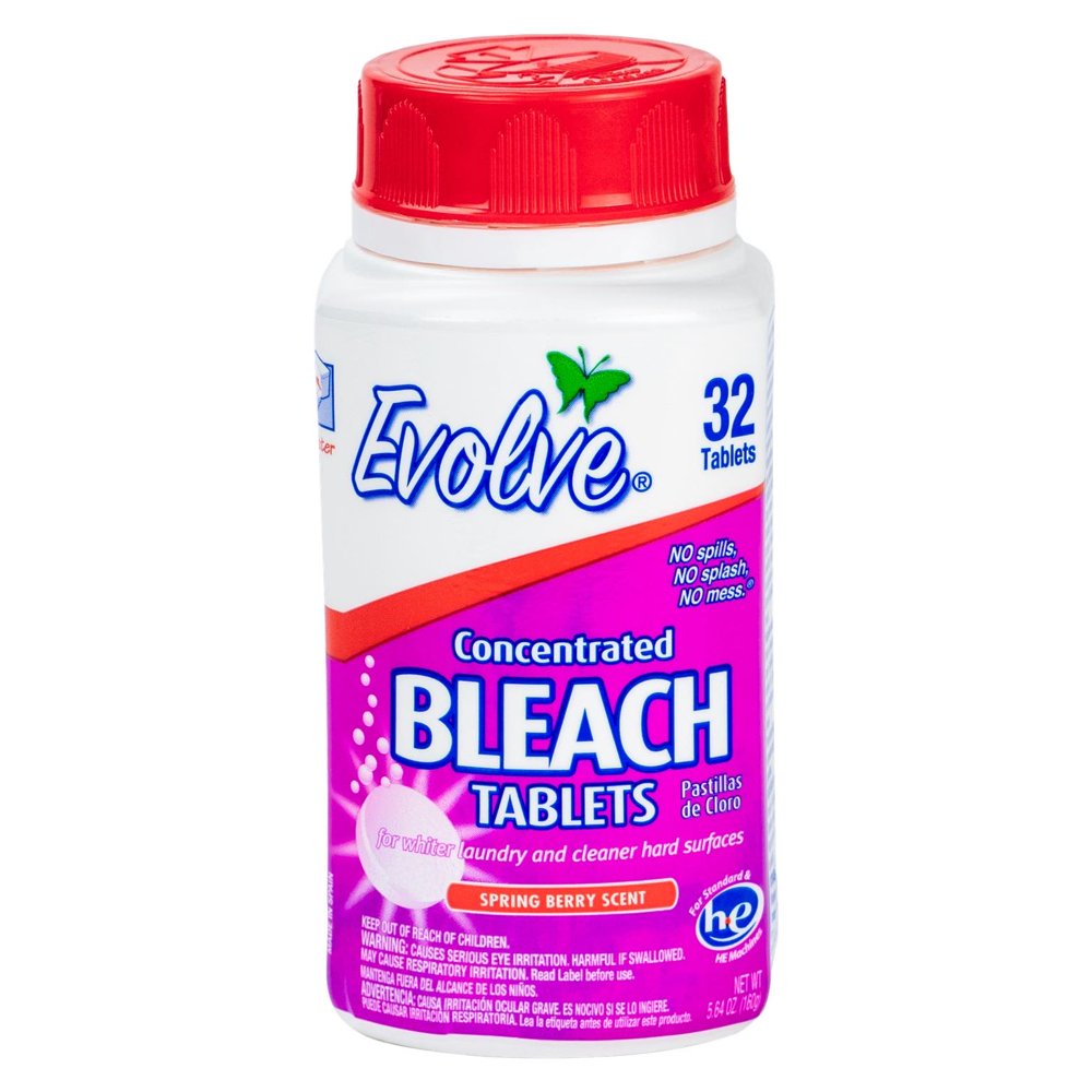 Evolve Ultra Concentrated Bleach Tablets, Spring Berry Scent, 32 ct