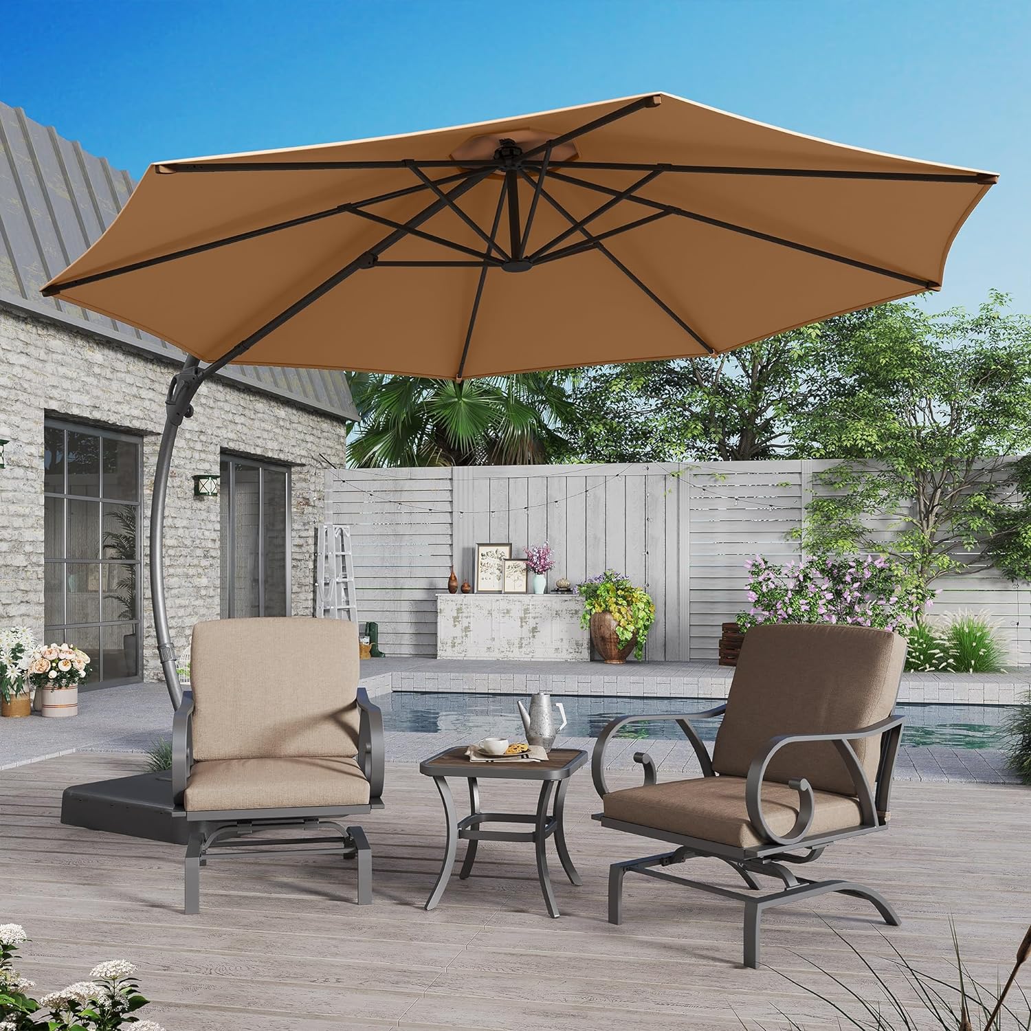 LAUSAINT HOME 12FT Deluxe Patio Umbrella with Base, Outdoor Large ...