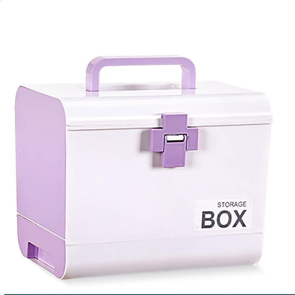 RKXQT Family Medicine Cabinet Large-Capacity Multi-Layer Storage Box Portable Medical First Aid Kit with Handle (Color : purple)
