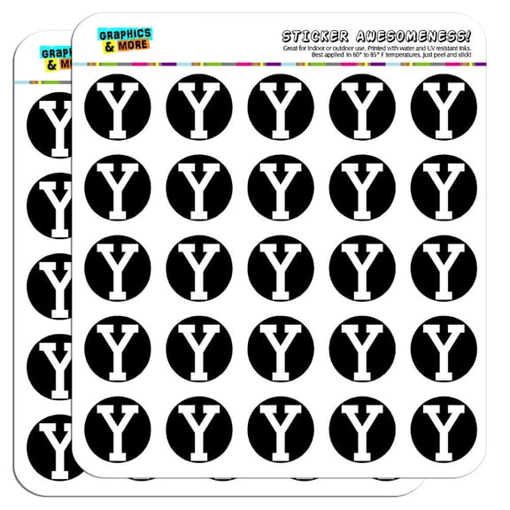 Letter Y Initial Black White 1" Scrapbooking Crafting Stickers