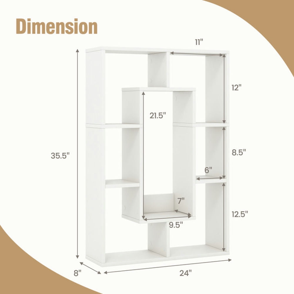 Resenkos Bookshelf,Shelf, Open Bookcase Book Shelf,Storage Shelf Unit Plant Stand,7-Cube Geometric Bookshelf Modern Decorative Open Bookcase-White