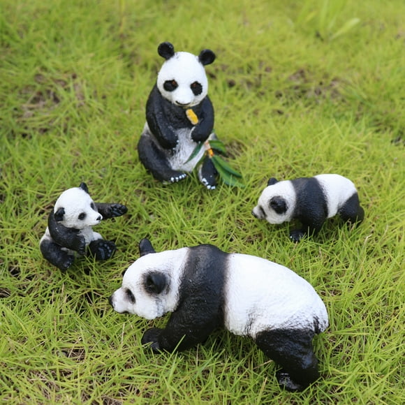 NETSENG 4 Pack Toys Fashion Animal Toy Action Figures Zoo Park Simulation Panda Family Postures Models for Kids Early Educational Toy