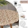 thumbnail image 6 of Brown Floral Fitted Tablecloth with Elastic Edged, Round Table Cloth for Dining Table, Vintage Rustic Flowers Botanical Spring Waterproof Oil Proof Table Cover for Indoor Outdoor 36"-44", 6 of 8