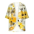 thumbnail image 5 of Htigea Women's Chiffon Cardigans Fashion Print 3/4 Sleeve Thin Lightweight Cardigan Tops Open Front Cardigans Yellow,M, 5 of 5