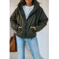 thumbnail image 1 of Women's Green Zipper Hooded Coat with Pocket, 1 of 7