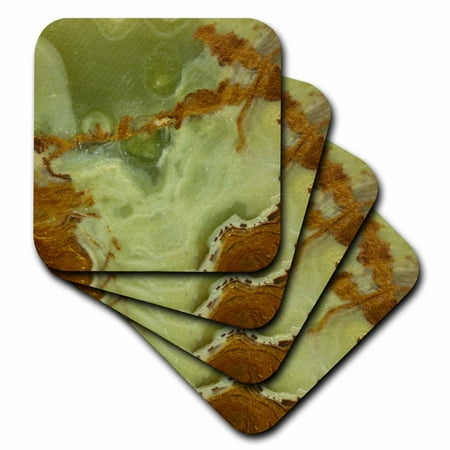 

3dRose Green and Rusty Brown Soft Coasters set of 8
