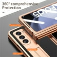 thumbnail image 3 of ELEHOLD Luxury Plating Case for Samsung Galaxy Z Fold 5 2023 Lychee Pattern Case Tempered Glass Screen Protector Hinge Protection Pen Slot with Stylus Shockproof Case for Samsung Z Fold 5,Black, 3 of 8