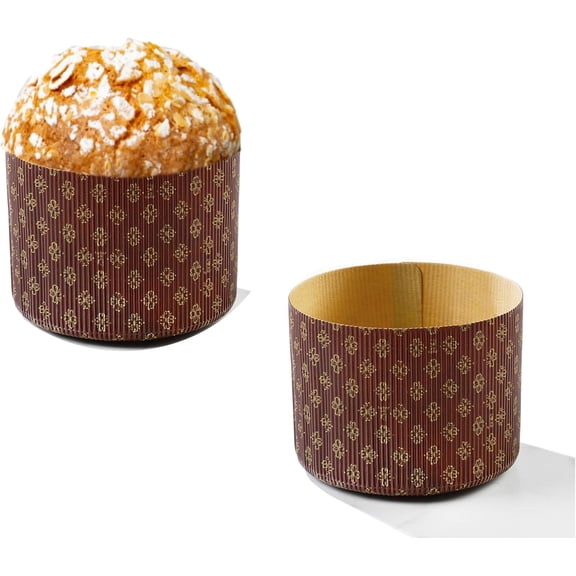 Deluxe Corrugated Panettone Paper Pan Mold - Small - 500gr - 5-1/4" x 3-3/4"- Pack of 6