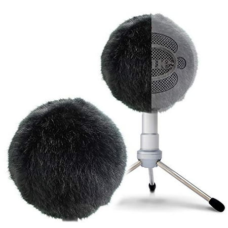 Blue Snowball Furry Windscreen Cover Muff - Professional Snowball ICE Mic Foam Wind Cover Windshield Pop Filter for Recordings, Broadcasting, Singing by Sunmon (Black)