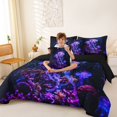 thumbnail image 4 of jejeloiu Colorful Jellyfish Print 7-Piece Twin Bedding,Neon Coral Pattern Bedding Comforter Set For Boys,Purple Black,Black Reversible, 4 of 7