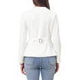 thumbnail image 3 of INSPIRE CHIC Women's Crewneck Button Down Long Sleeve Blazer Jacket White L, 3 of 6