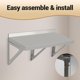thumbnail image 4 of Estante de Pared de Acero Inoxidable de 24 Pulgadas, Montaje Comercial con Respaldo y 2 Soportes Para Cocina, Garaje, Lavandería, 4 of 7