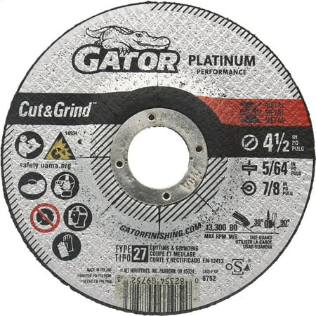 

2PACK Gator Blade Type 27 4-1/2 In. x 5/64 In. x 7/8 In. Metal/Stainless Cut-Off Wheel