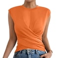 thumbnail image 3 of VBVC Women's Twist Back Cap Sleeve Top , Ladies' Crew Neck Fitted Wrap Blouse , Casual Summer Dressy Tank Top For Women,Orange,XS-XL, 3 of 10