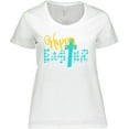 thumbnail image 3 of Inktastic Happy Easter with Cross in Teal Plaid Women's Plus Size T-Shirt, 3 of 5