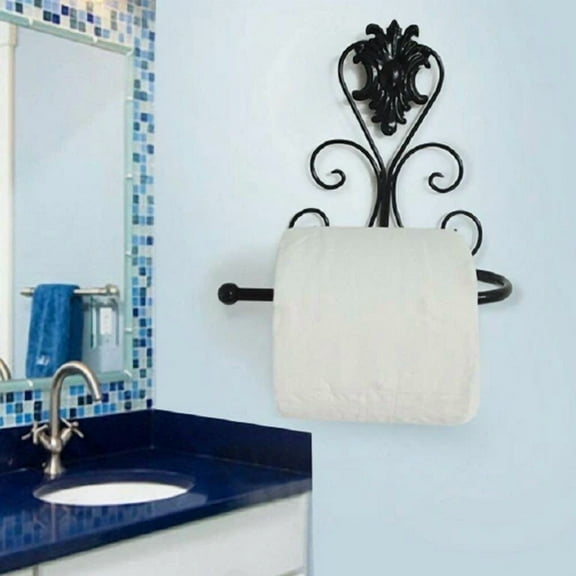 Black Hot Vintage Iron Toilet Paper Towel Roll Holder Bathroom Wall Mount Rack