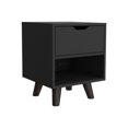 thumbnail image 6 of JERFIT Modern Nightstand with Drawer, Open Shelf, Wood Legs for Bedroom, Black Finish, 6 of 7