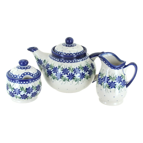 Blue Rose Polish Pottery Sierra 3 Piece Tea Set