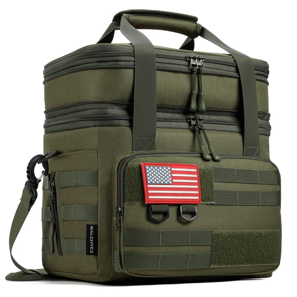 Bolsa de almuerzo Ralchyez Tactical de 20 litros con aislamiento de dos pisos, color verde