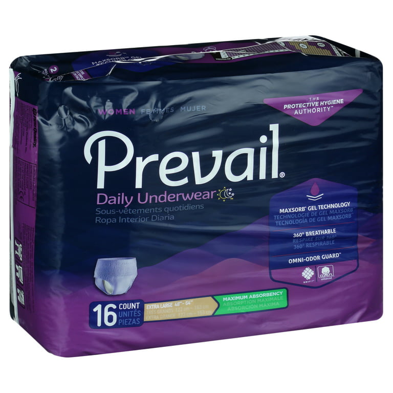 Prevail For Women Daily Disposable Underwear Female X-Large, Maximum, 16 Ct  