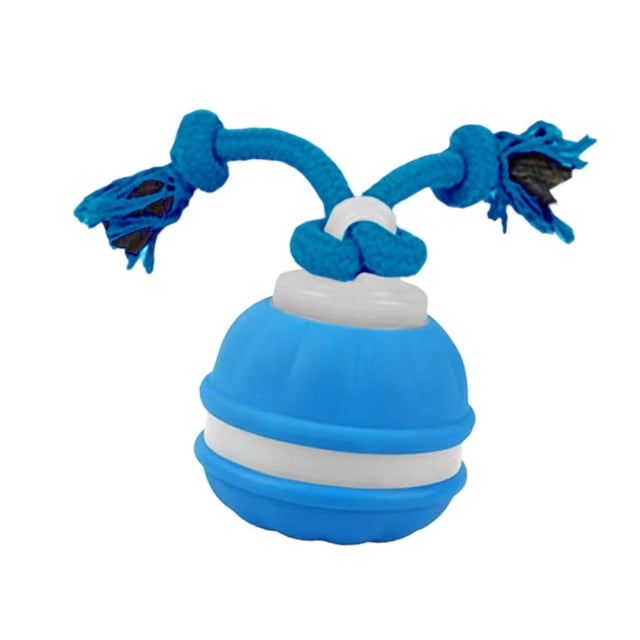 Pelota de entrenamiento para perros con cuerda, juguete para perros, pelota recargable, interactiva para viajes Azul