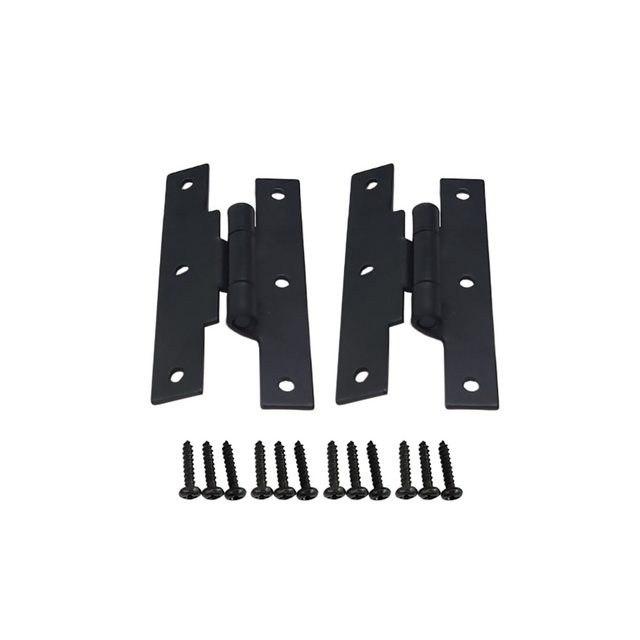 QCAA Light Strap Hinge 12 Pack - Steel Frosted Matte Black Hinges For Cabinets, Doors & Wooden Boxes