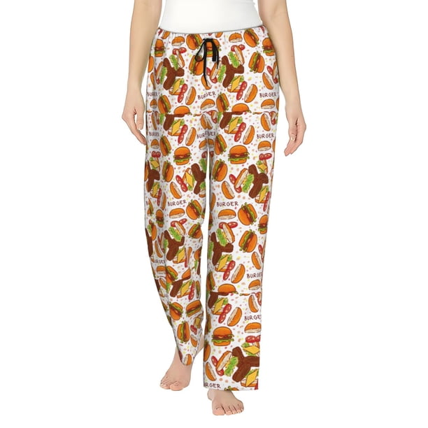 Balery Burger Pantalones de pijama para mujer, pijamas ultraligeros, pantalones de estar por casa-XX-Large