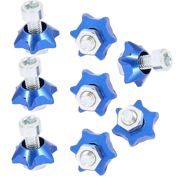 Unique Bargains Truck Car Star Design License Plate Decor Bolt Screws Caps Blue 8Pcs