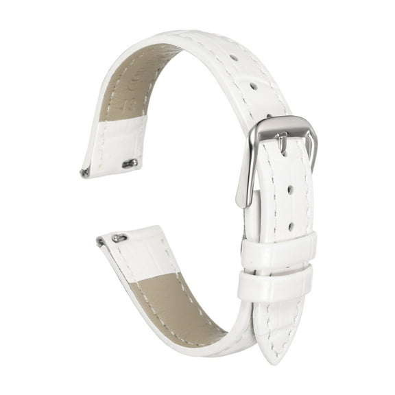 Uxcell Quick Release Leather Watch Band 16mm Embossed Pattern Leather Watch Strap Replacement for Men Women, White