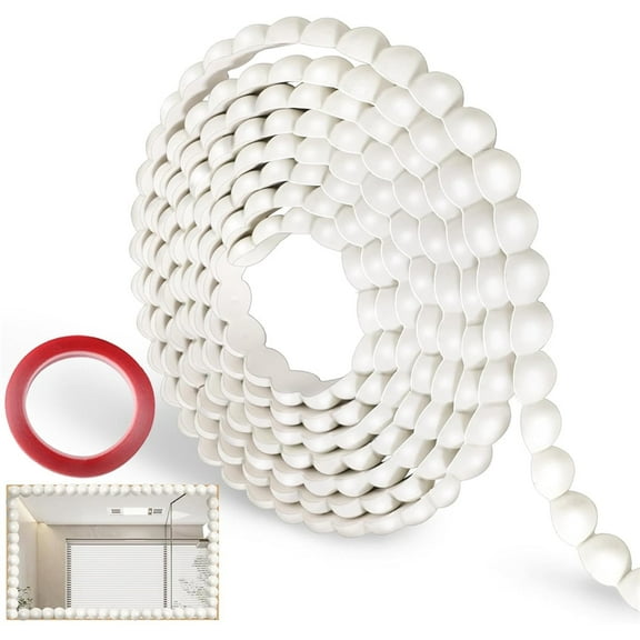 NOGIS Flexible Molding Trim Peel and Paste for Walls 10ft Decorative Bead Pearl DIY Wall Trim for Bathroom Mirror Frame Border Backsplash Tile Ceiling Cabinet TV Wall Edge (10ft /15 mm)