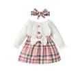 thumbnail image 1 of xiaxaixu Robe Trapèze d'Automne pour Bébé Fille avec Bandeau à Nœud, Robe à Manches Longues à Col Rond à Imprimé à Carreaux Patchwork, 1 of 9