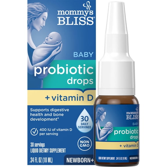 Mommy's Bliss Baby Probiotic Drops   Vitamin D, Supports Digestive Health and Immunity, Flavorless, 0.34 fl oz