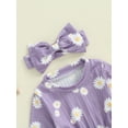 thumbnail image 5 of Musuos Baby Girl Fall Romper 0-18Months Sunflower Print Long Sleeve Crew Neck Jumpsuit with Headband 2 Pcs Set, 5 of 8