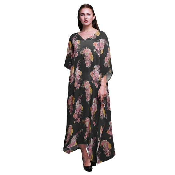 Bimba Floral Beach Kaftan Bikini Cover up Women’s Maxi Dress Long Caftan-S-L