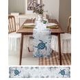 thumbnail image 3 of Summer Sea Turtle Table Runner 120 Inches, Vintage Ocean Coastal Coral Flower Bed Runner Dresser Scarves Tabletop for Indoor Outdoor Parties/Ceremony/Banquet, 13"x 120", 3 of 8